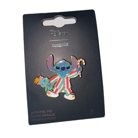 Loungefly Disney Stitch & Scrump Holiday Pajamas Enamel Pin - Picture 2 of 3